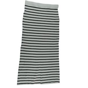 Freshman 1996 Black White Striped Ribbed‎ Knit Bodycon Midi Skirt Size M